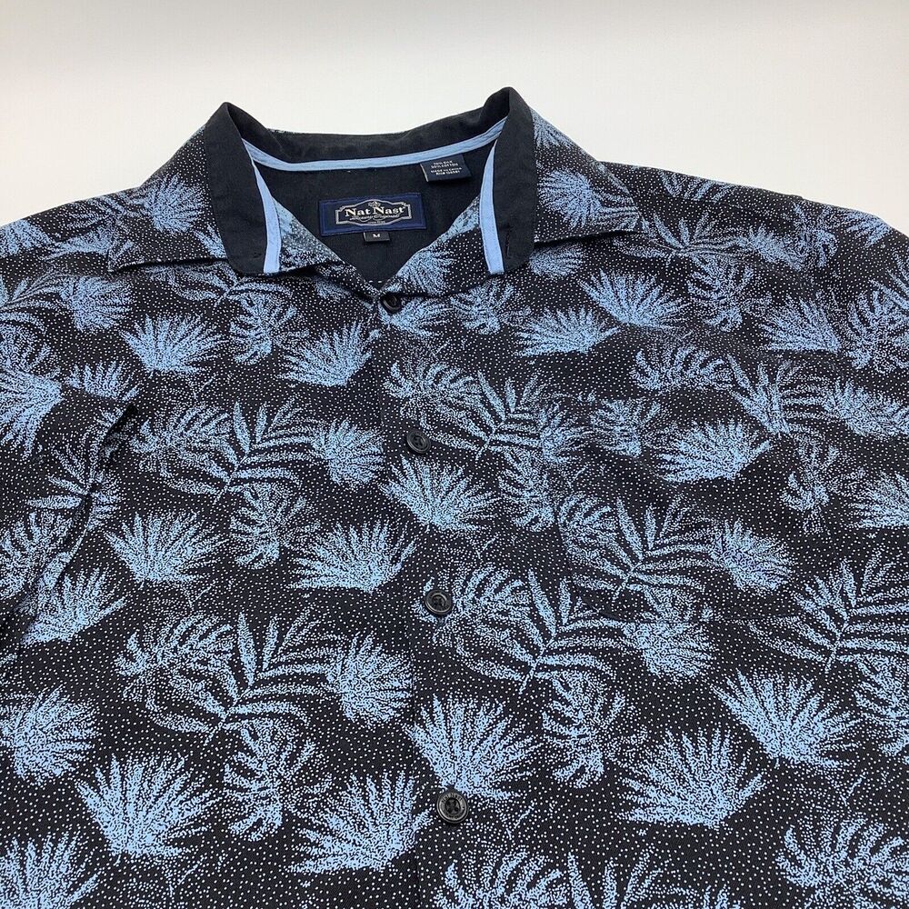 Nat Nast Mens Short Sleeve Button Up‎ Silk Blend Shirt Size Medium
